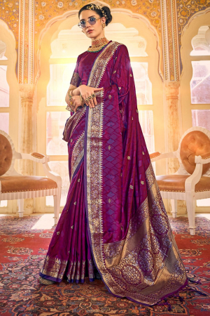 Magenta Kanjivaram Silk Woven Saree