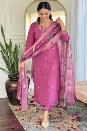 Magenta Readymade Pant Kameez Suit for Party