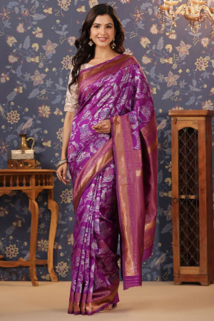 Magenta Woven Banarasi Silk Saree