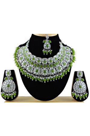 Mahendi Green Designer Necklace Set with Maang Tikka