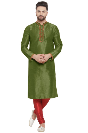 Mahendi Green Dupion Silk Plus Size Kurta Set