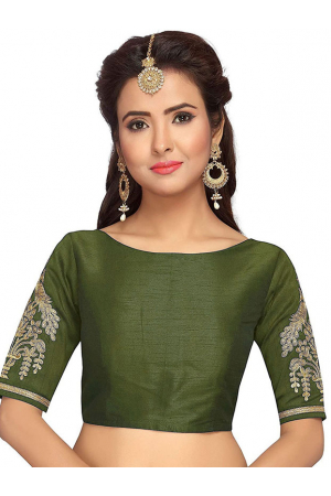 Mahendi Green Plus Size Dupion Silk Blouse