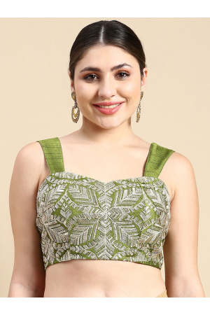 Mahendi Green Silk Embroidered Blouse