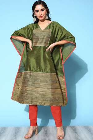 Mahendi Green Traditional Wear Kaftan Kurta
