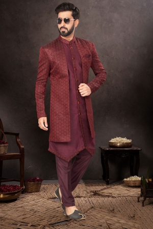 Maroon Designer Indo Western Outfit