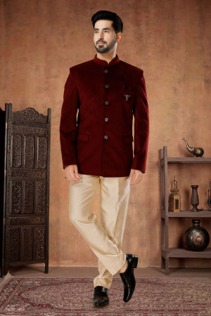 Maroon Designer Jodhpuri Suit