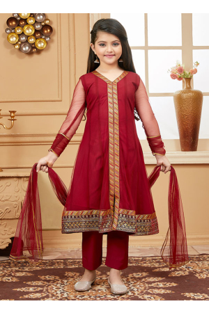 Maroon Girls Readymade Suit