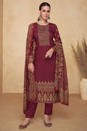 Maroon Pure Lawn Cambric Plus Size Suit