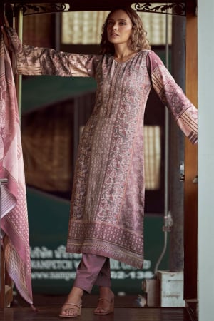 Mauve Pure Cotton Digital Printed Pant Kameez Suit for Festival