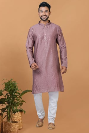 Mauve Viscose Cotton Kurta Set for Festival