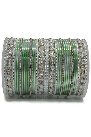 Mint Green and Silver Wedding Wear Bangles