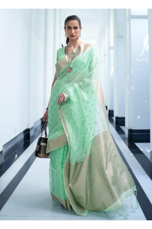 Mint Green Art Silk Woven Saree