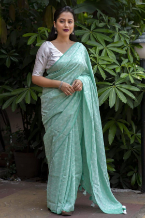 Mint Green Printed Party Wear Saree