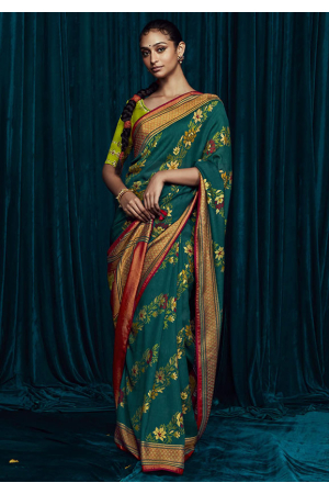 Morpich Brasso Saree with Embroidered Blouse