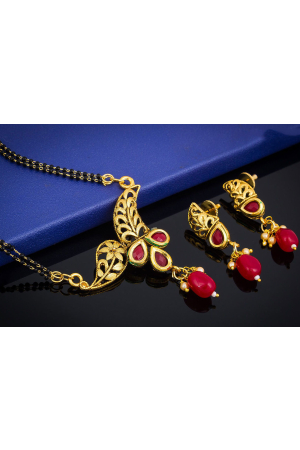 Golden and Red Stones Mangalsutra