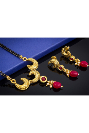 Golden and Red Stones Mangalsutra Set