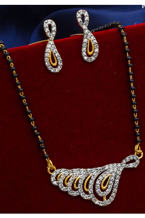 Golden and Silver American Diamond Mangalsutra