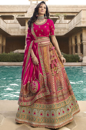 Multicolor Banarasi Silk Bridal Lehenga Choli