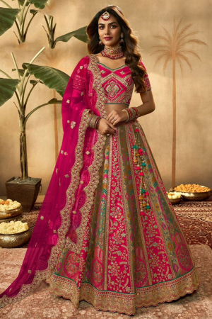Multicolor Banarasi Silk Designer Lehenga Choli for Bride