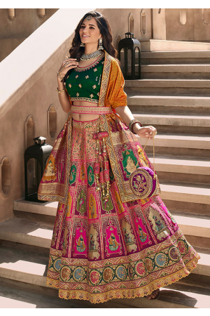 Multicolor Banarasi Silk Designer Lehenga Choli