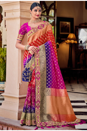Multicolor Banarasi Silk Designer Saree