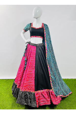 Multicolor Bandhani Print Cotton Silk Readymade Chaniya Choli