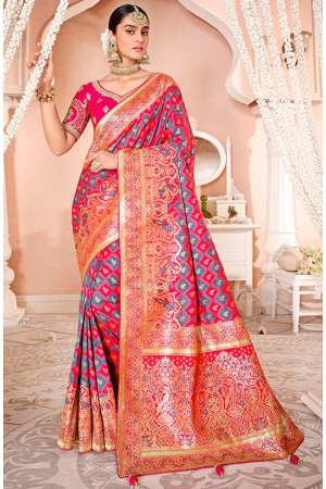 Multicolor Designer Silk Saree with Embroidered Blouse