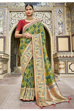 Multicolor Designer Silk Saree with Embroidered Blouse