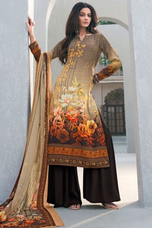 Multicolor Digital Print Crepe Palazzo Kameez