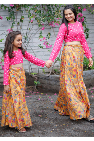 Multicolor Digital Printed Mother Daughter Combo