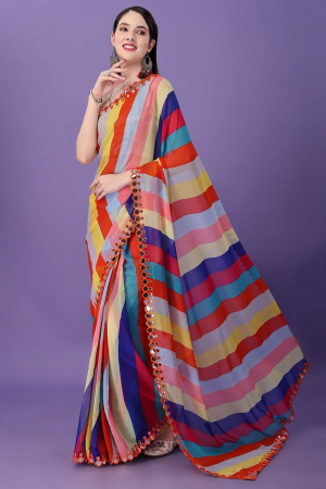 Multicolor Embellished Georgette Saree