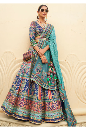 Multicolor Embellished Rajwadi Silk Lehenga Choli