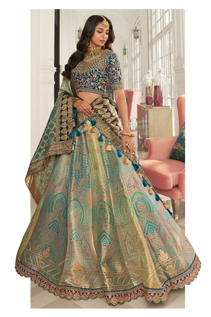Multicolor Embroidered Silk Bridal Lehenga Choli