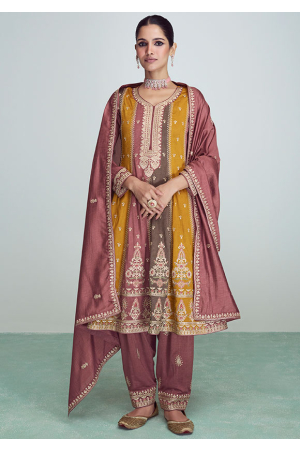 Multicolor Embroidered Silk Salwar Kameez