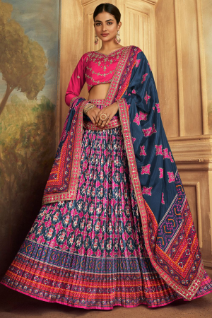 Multicolor Flared Gaji Silk Lehenga Choli for Sangeet