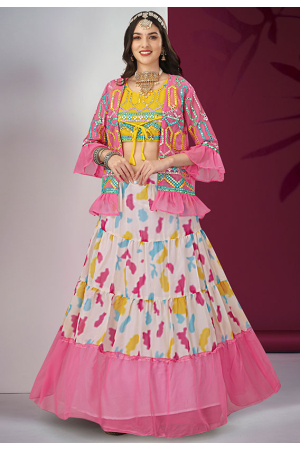 Multicolor Georgette Lehenga Choli with Shrug