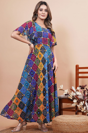 Multicolor Georgette Printed Gown
