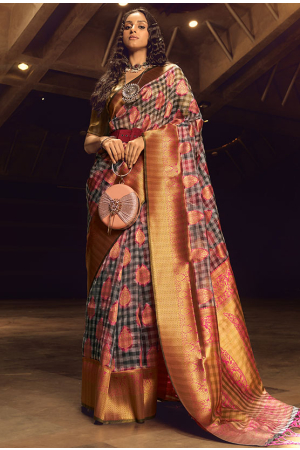 Multicolor Handloom Woven Silk Saree
