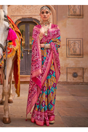 Multicolor Patola Designer Mercerized Silk Saree