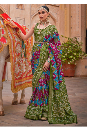 Multicolor Patola Designer Mercerized Silk Saree