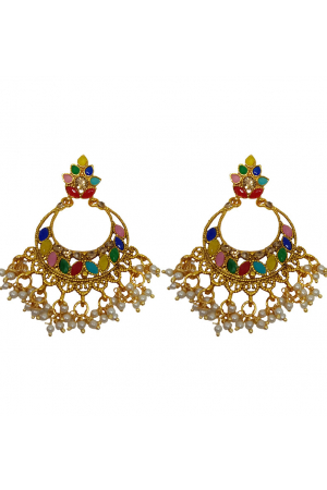 Multicolor Pearls Dangle Earrings