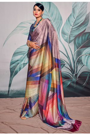 Multicolor Satin Crepe Digital Printed Saree