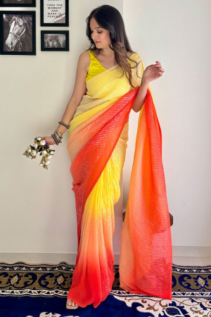 Multicolor Sequins Embroidered Georgette Saree