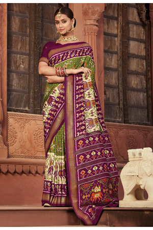Multicolor Traditional Print Patola Silk Saree