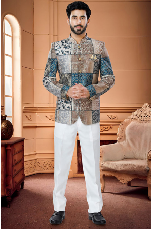 Multicolor Wedding Wear Jodupuri Suit