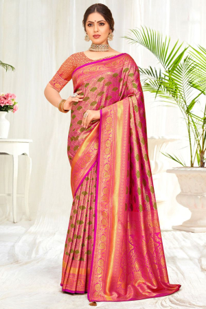 Multicolor Zari Woven Banarasi Silk Saree