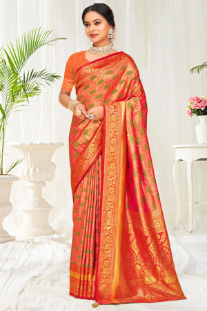 Multicolor Zari Woven Banarasi Silk Saree