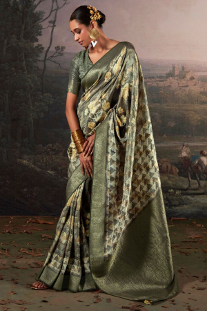 Multicolor Zari Woven Banarasi Tissue Saree