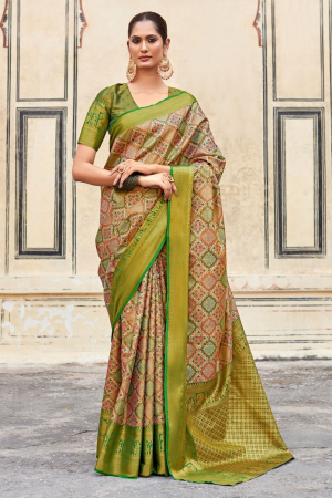 Multicolor Zari Woven Pure Pattu Silk Saree