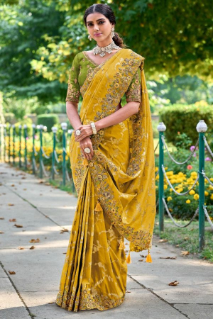 Mustard Gadhwal Silk Designer Saree